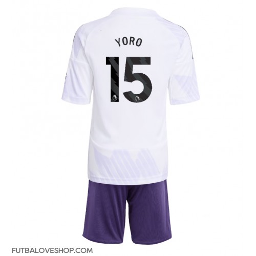 Dres Manchester United Leny Yoro #15 Preč pre deti 2025-26 Krátky Rukáv (+ trenírky)